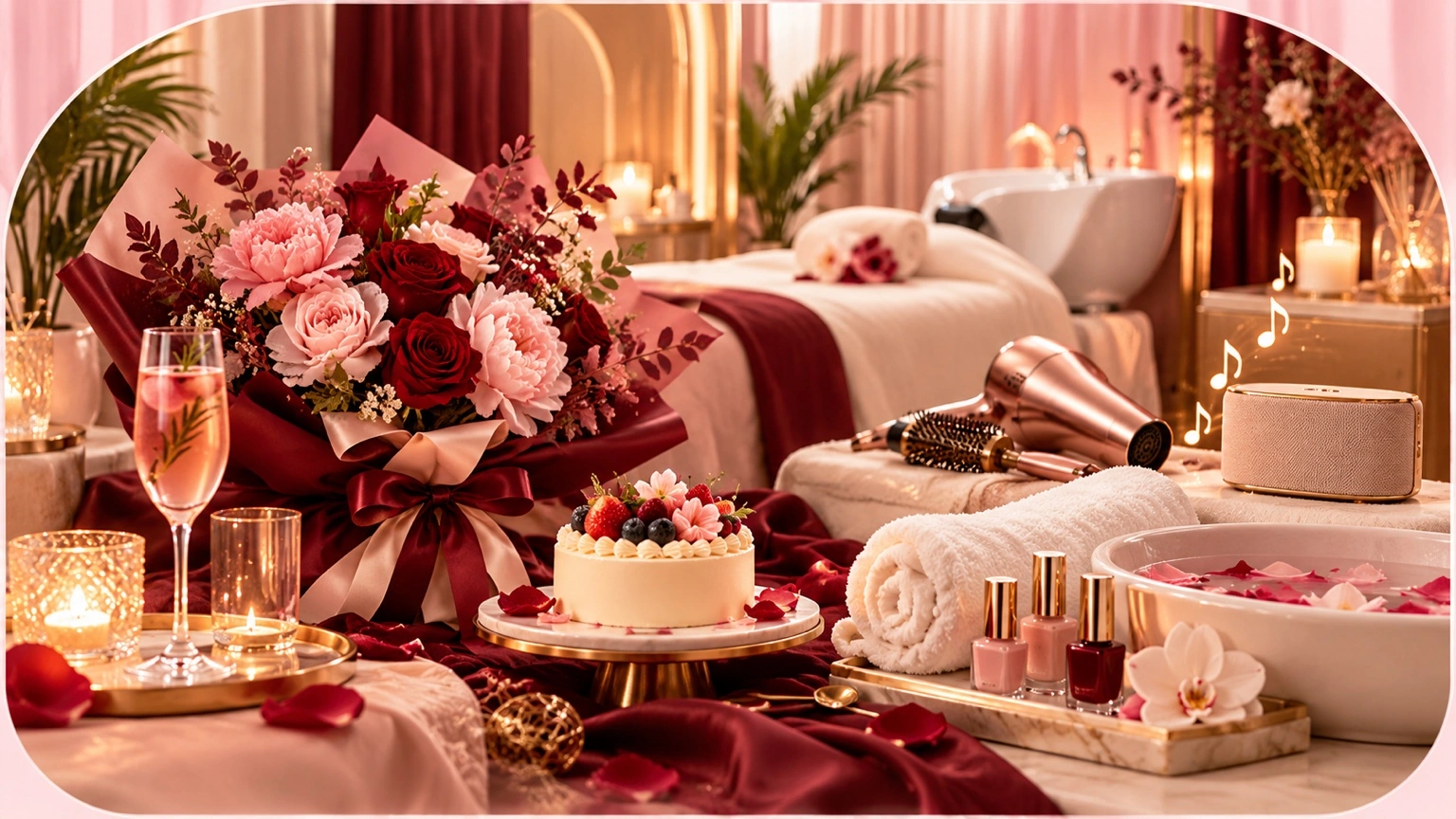 Luxury beauty spa with flowers